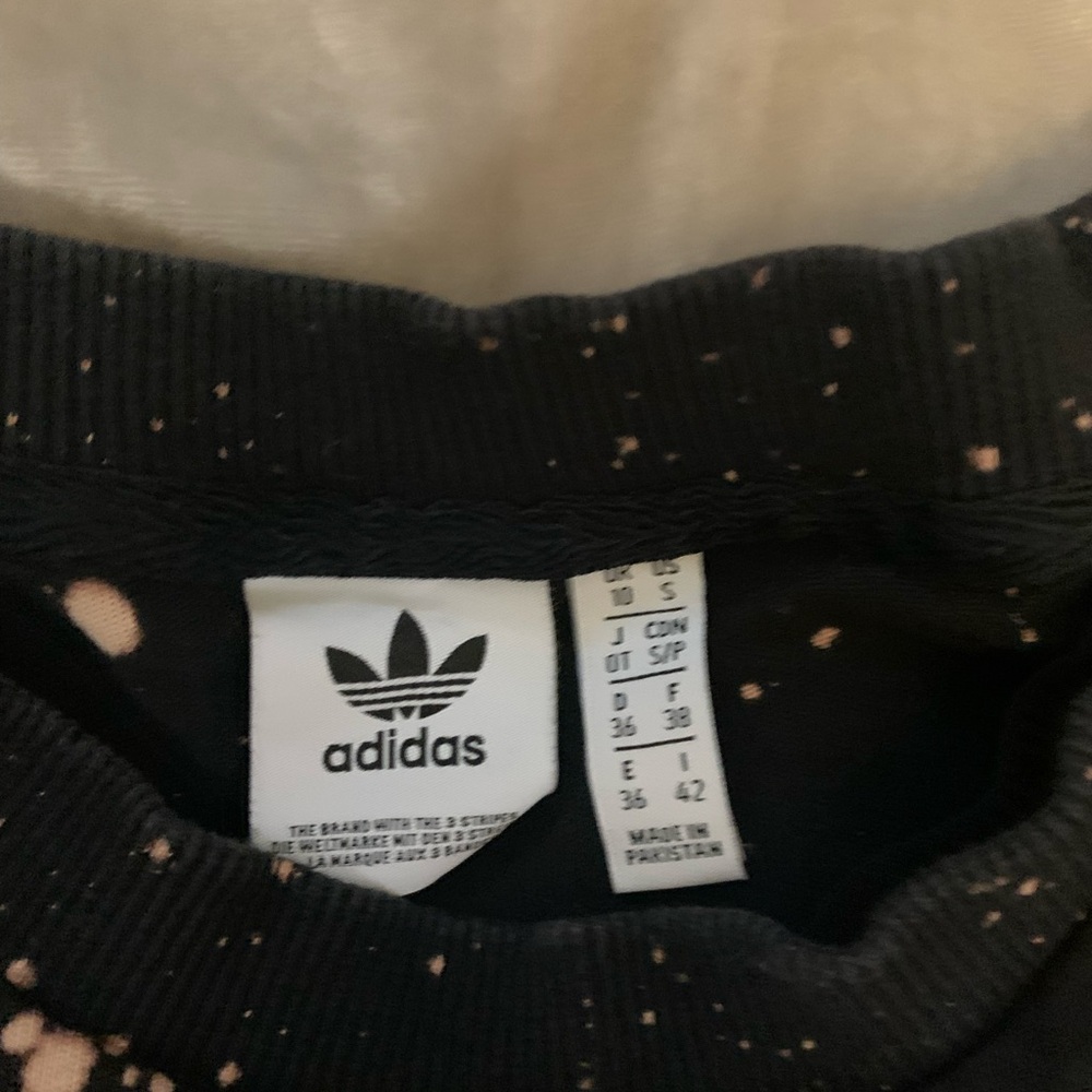 D O N A T E D Adidas size small women’s black tee with bleached areas EUC - Picture 4 of 6